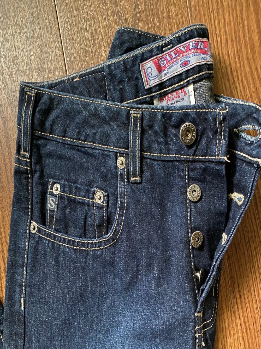 🇨🇦 VTG 90s Silver Jeans Co. Made in Canada Button Fly Jeans - Dark Wash